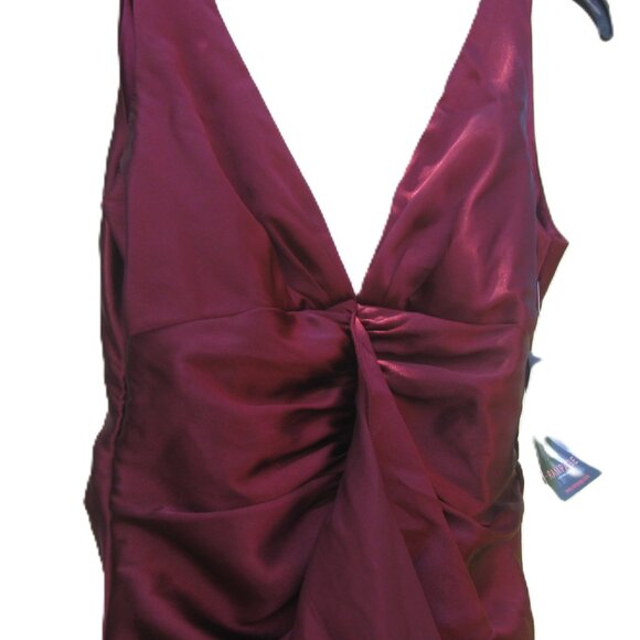 VINTAGE w/ Tag RAMPAGE Burgundy Ruffle Formal Evening Gown 3 *Needs Zipper Pull* - Picture 9 of 16